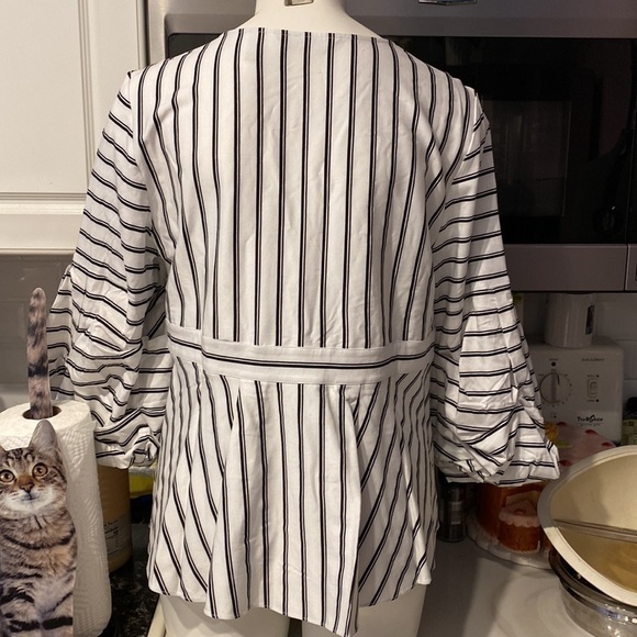 l women Du Jour striped stretch 3/4 fancy sleeve top size 16.  EUC - Picture 3 of 4